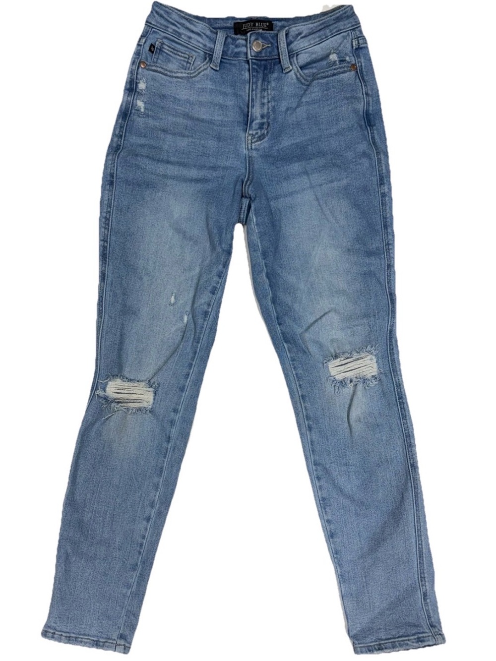 Judy Blue 0/24 Women's Boyfriend Fit Jeans Star Pocket Distressed Denim